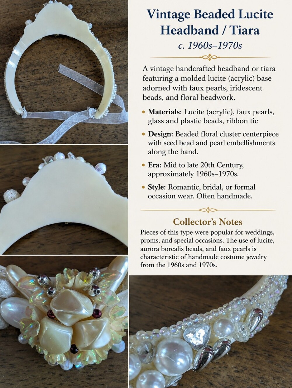 Ivory Pearl-Beaded Lucite Necklace - Romantic Statement Necklace